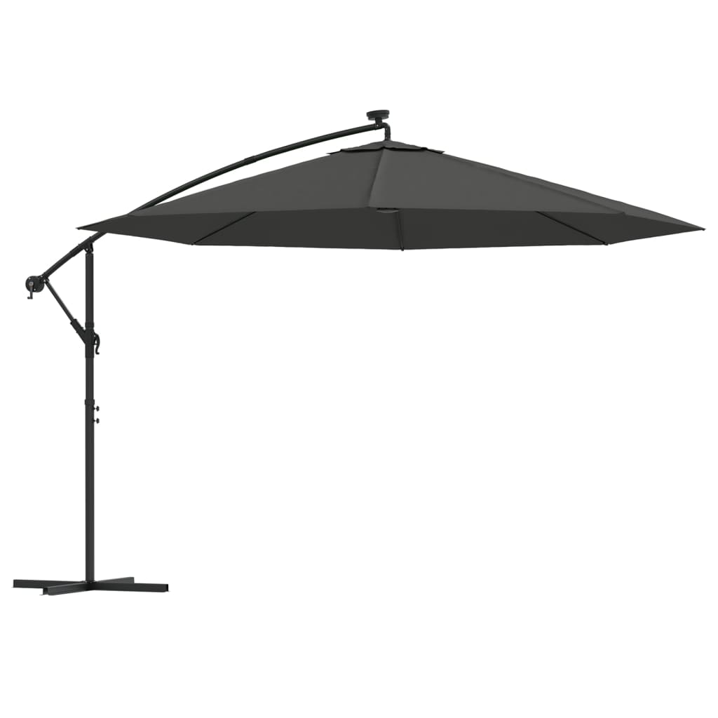 Berkfield Cantilever Umbrella with LED Lights and Metal Pole 350 cm Anthracite