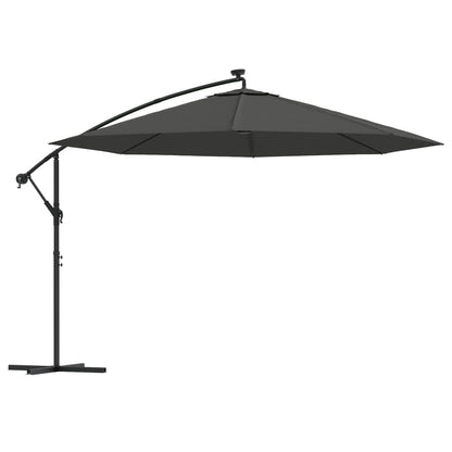 Berkfield Cantilever Umbrella with LED Lights and Metal Pole 350 cm Anthracite