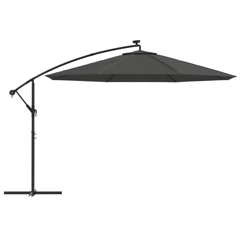 Berkfield Cantilever Umbrella with LED Lights and Metal Pole 350 cm Anthracite