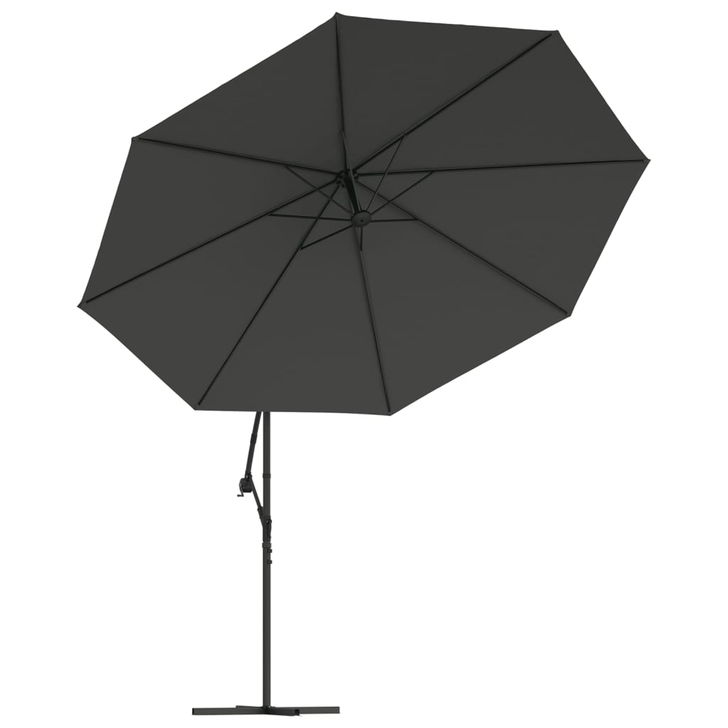 Berkfield Cantilever Umbrella with LED Lights and Metal Pole 350 cm Anthracite