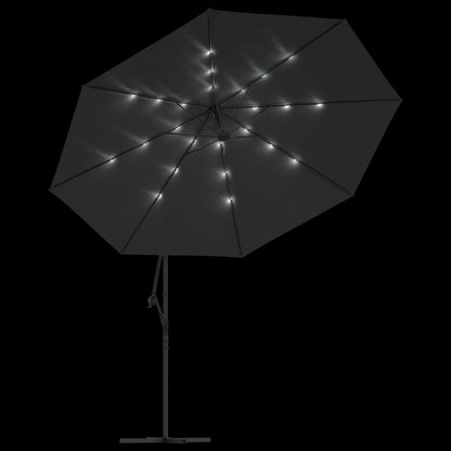 Berkfield Cantilever Umbrella with LED Lights and Metal Pole 350 cm Anthracite