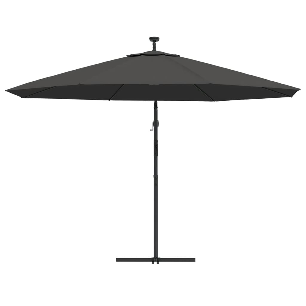 Berkfield Cantilever Umbrella with LED Lights and Metal Pole 350 cm Anthracite