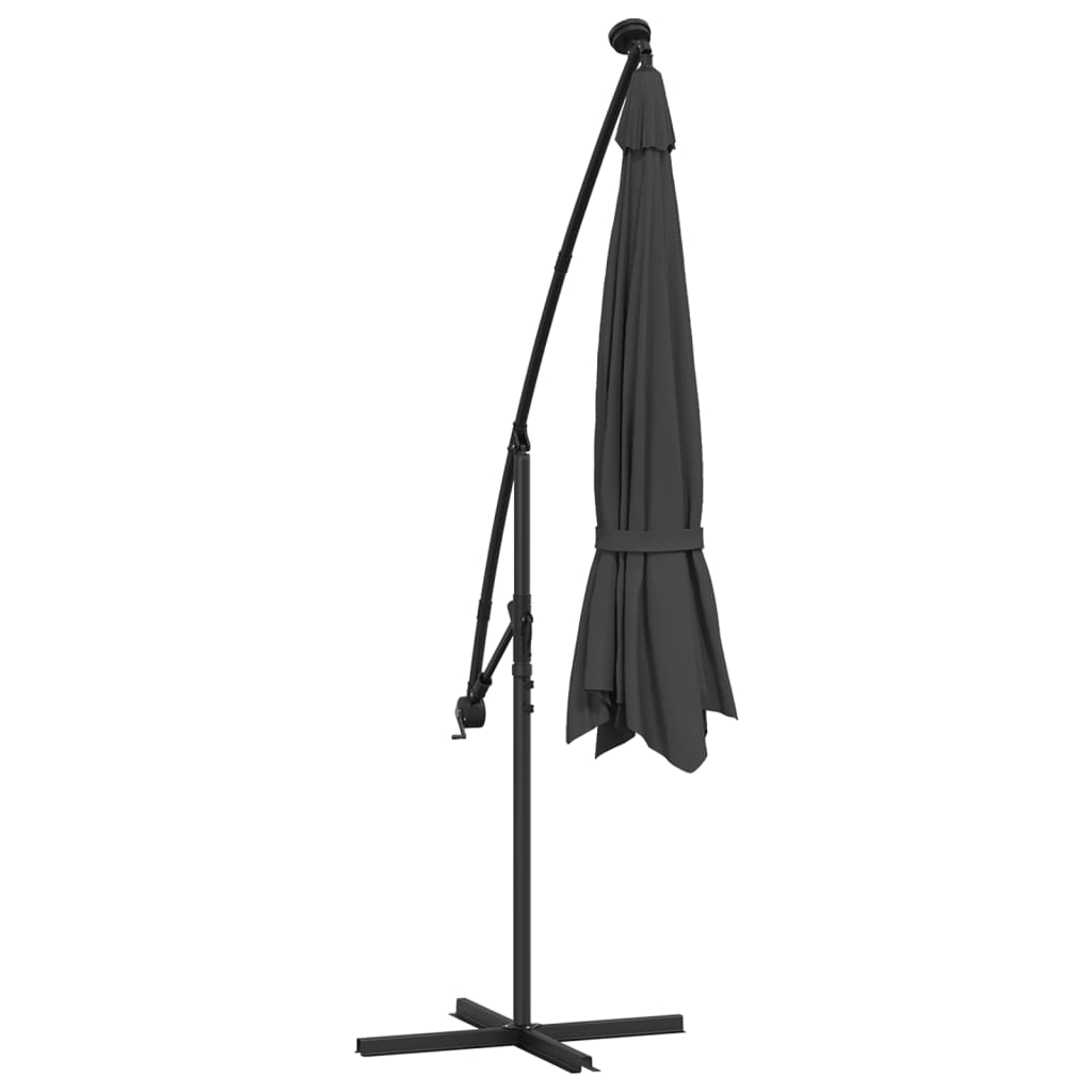 Berkfield Cantilever Umbrella with LED Lights and Metal Pole 350 cm Anthracite
