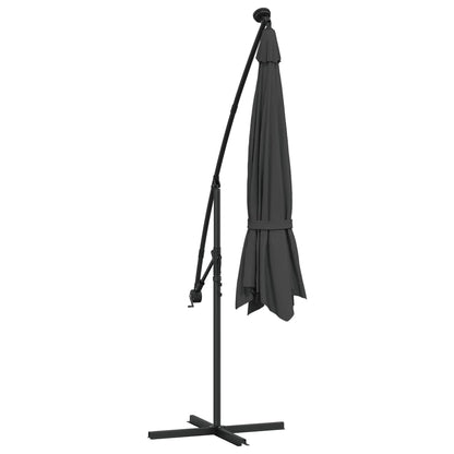 Berkfield Cantilever Umbrella with LED Lights and Metal Pole 350 cm Anthracite