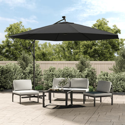 Berkfield Cantilever Umbrella with LED Lights and Metal Pole 350 cm Anthracite
