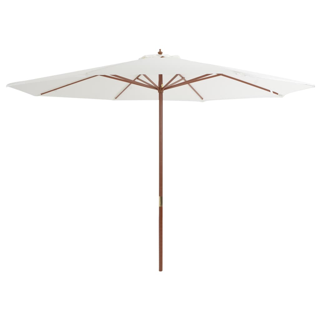 Berkfield Outdoor Parasol with Wooden Pole 350 cm Sand White
