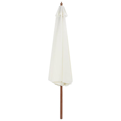 Berkfield Outdoor Parasol with Wooden Pole 350 cm Sand White