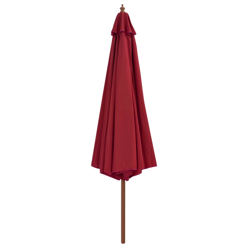 Berkfield Outdoor Parasol with Wooden Pole 350 cm Burgundy