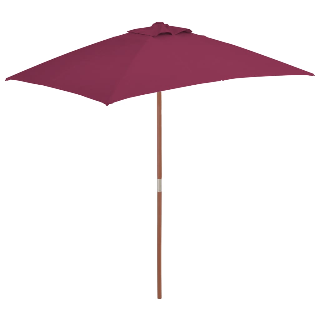 Berkfield Outdoor Parasol with Wooden Pole 150x200 cm Bordeaux Red