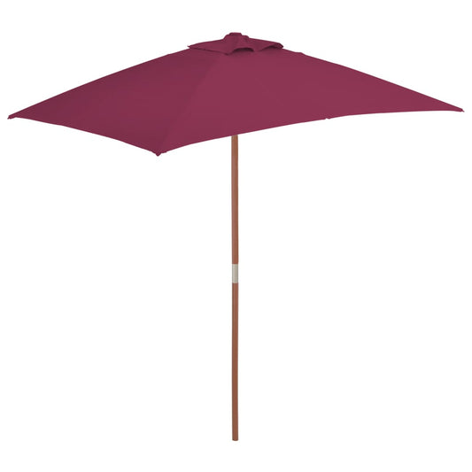 Berkfield Outdoor Parasol with Wooden Pole 150x200 cm Bordeaux Red