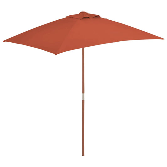 Berkfield Outdoor Parasol with Wooden Pole 150x200 cm Terracotta