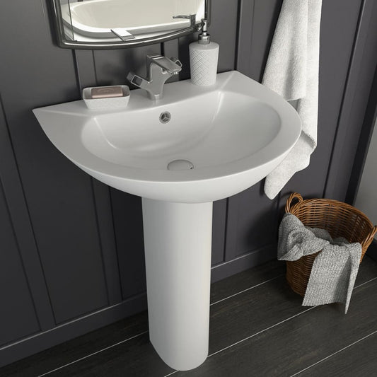 Berkfield Freestanding Basin with Pedestal Ceramic White 520x440x190 mm