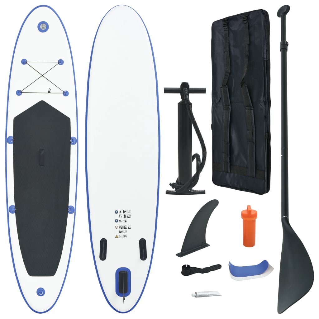 Berkfield Inflatable Stand Up Paddleboard Set Blue and White