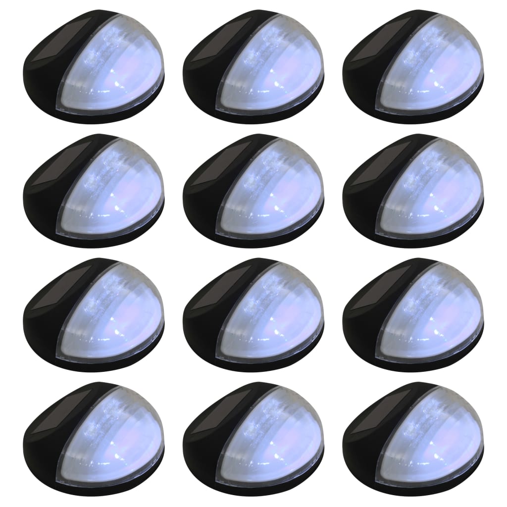 Berkfield Outdoor Solar Wall Lamps LED 12 pcs Round Black
