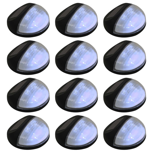 Berkfield Outdoor Solar Wall Lamps LED 12 pcs Round Black