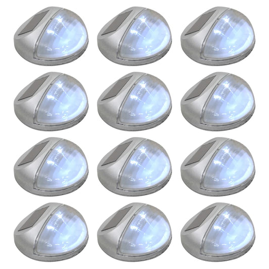 Berkfield Outdoor Solar Wall Lamps LED 12 pcs Round Silver