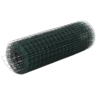Berkfield Chicken Wire Fence Steel with PVC Coating 10x0.5 m Green