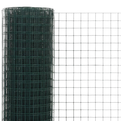 Berkfield Chicken Wire Fence Steel with PVC Coating 10x0.5 m Green