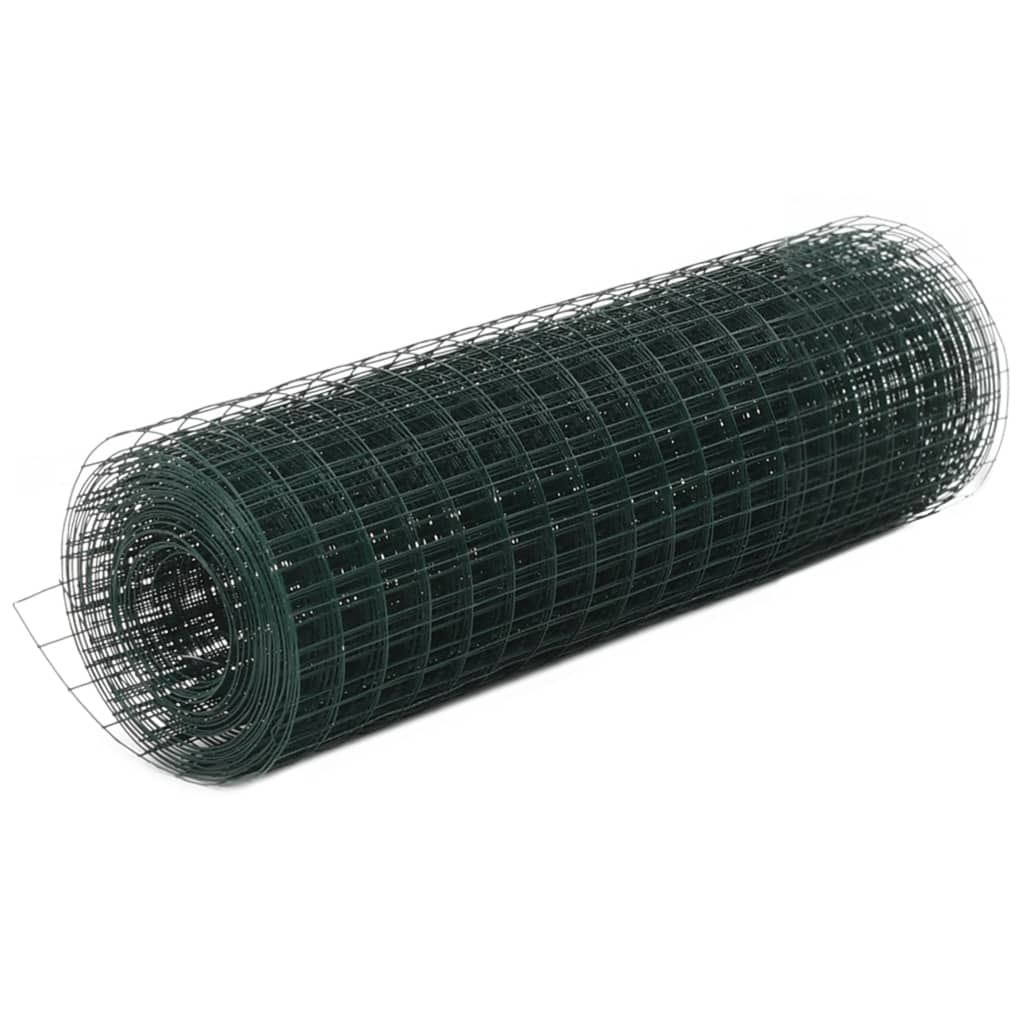 Berkfield Chicken Wire Fence Steel with PVC Coating 10x0.5 m Green