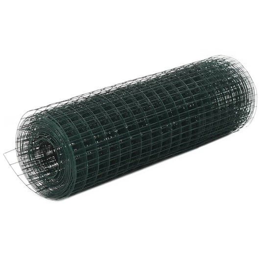 Berkfield Chicken Wire Fence Steel with PVC Coating 10x0.5 m Green