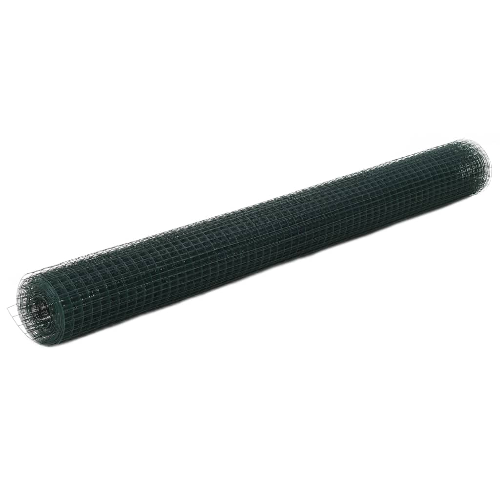 Berkfield Chicken Wire Fence Steel with PVC Coating 25x1.5 m Green
