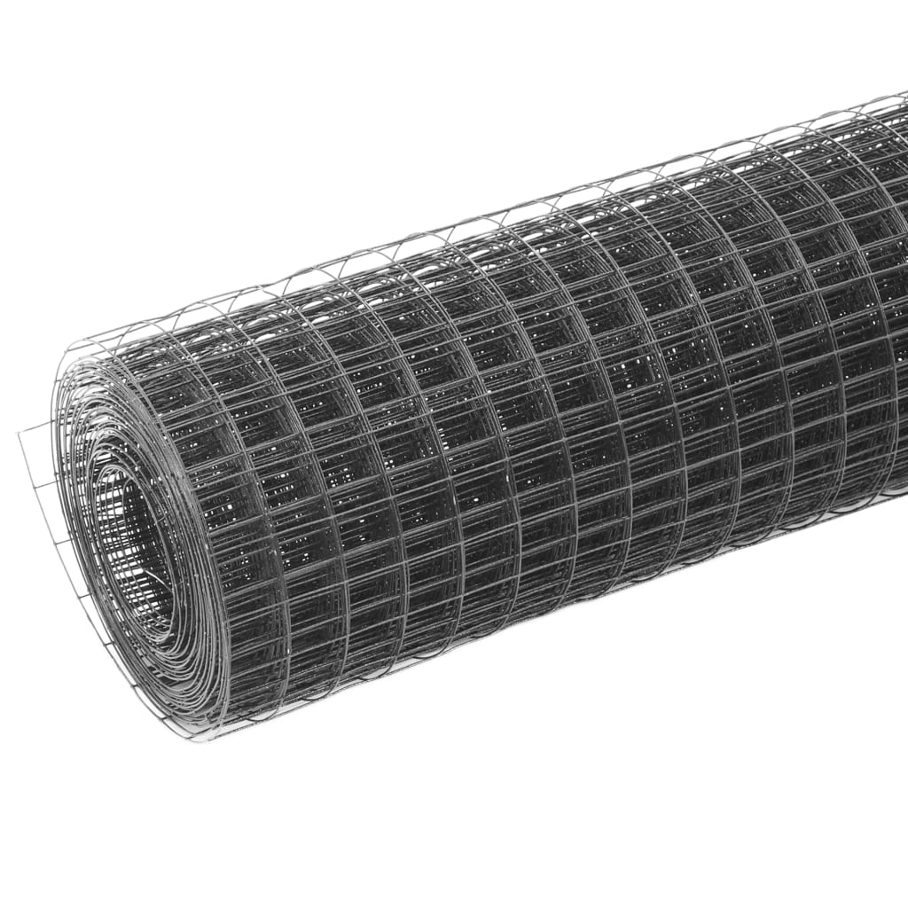Berkfield Chicken Wire Fence Steel with PVC Coating 10x0.5 m Grey