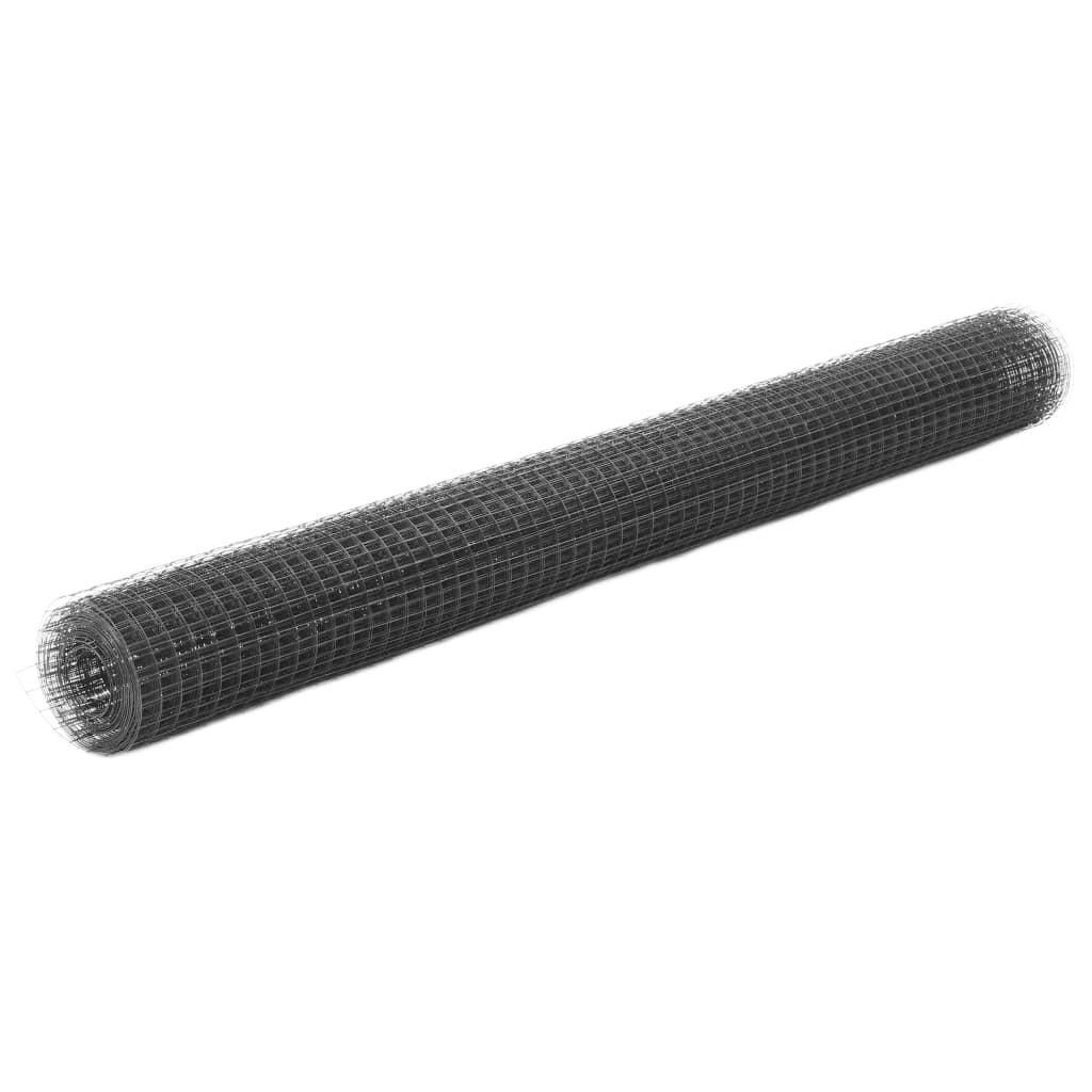 Berkfield Chicken Wire Fence Steel with PVC Coating 10x1.5 m Grey