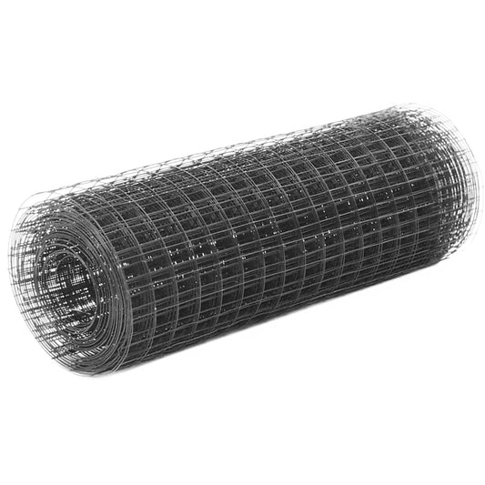 Berkfield Chicken Wire Fence Steel with PVC Coating 25x0.5 m Grey