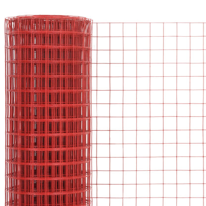 Berkfield Chicken Wire Fence Steel with PVC Coating 25x1 m Red