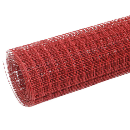 Berkfield Chicken Wire Fence Steel with PVC Coating 25x1 m Red