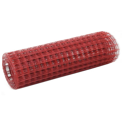 Berkfield Chicken Wire Fence Steel with PVC Coating 10x0.5 m Red