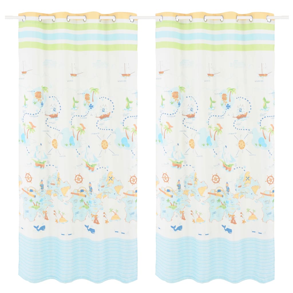 Berkfield Children's Printed Blackout Curtains 2 pcs 140x240cm Travel the World
