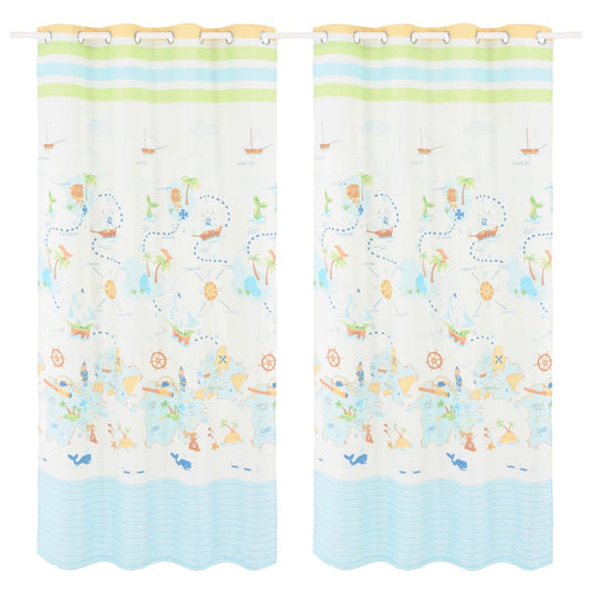 Berkfield Children's Printed Blackout Curtains 2 pcs 140x240cm Travel the World