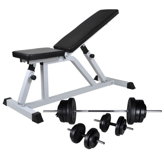 Berkfield Workout Bench with Barbell and Dumbbell Set 60.5 kg