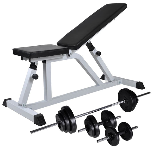 Berkfield Workout Bench with Barbell and Dumbbell Set 30.5 kg