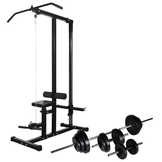 Berkfield Power Tower with Barbell and Dumbbell Set 30.5 kg