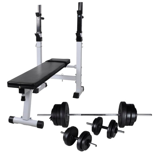 Berkfield Workout Bench with Weight Rack, Barbell and Dumbbell Set 60.5kg