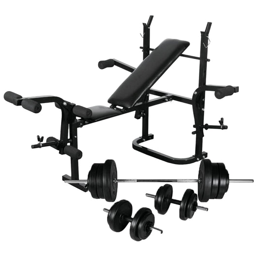 Berkfield Weight Bench with Weight Rack, Barbell and Dumbbell Set 60.5kg