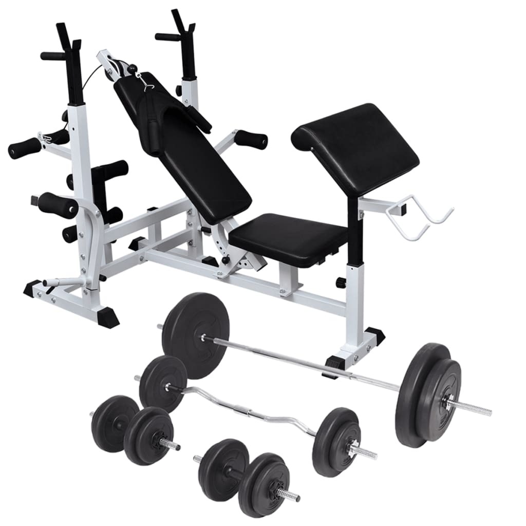 Berkfield Weight Bench with Weight Rack, Barbell and Dumbbell Set 90 kg