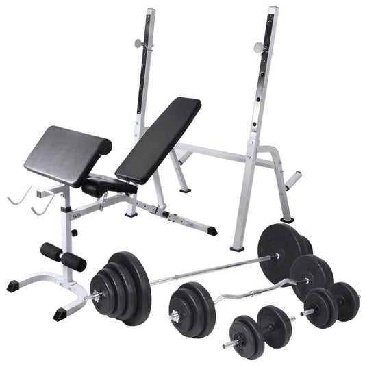 Berkfield Workout Bench with Weight Rack, Barbell and Dumbbell Set 120 kg