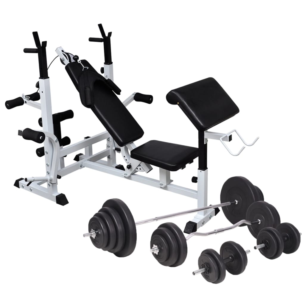Berkfield Weight Bench with Weight Rack, Barbell and Dumbbell Set 120 kg