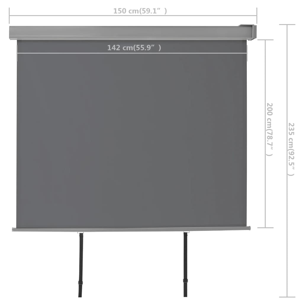 Berkfield Balcony Side Awning Multi-functional 150x200 cm Grey