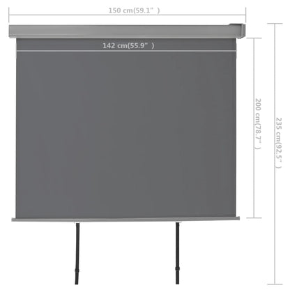 Berkfield Balcony Side Awning Multi-functional 150x200 cm Grey
