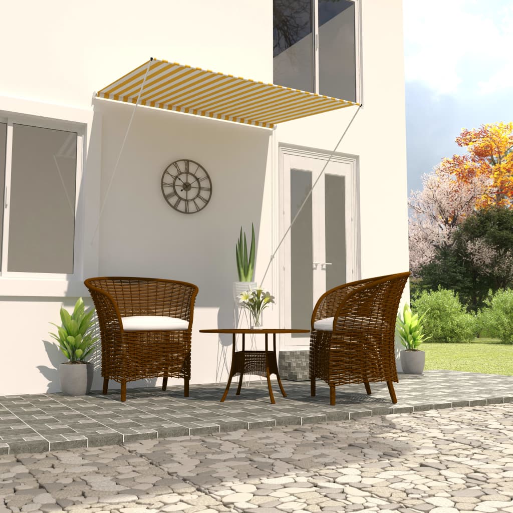 Berkfield Retractable Awning 150x150 cm Yellow and White