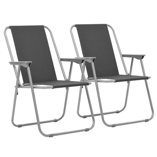 Berkfield Folding Camping Chairs 2 pcs 52x59x80cm Grey