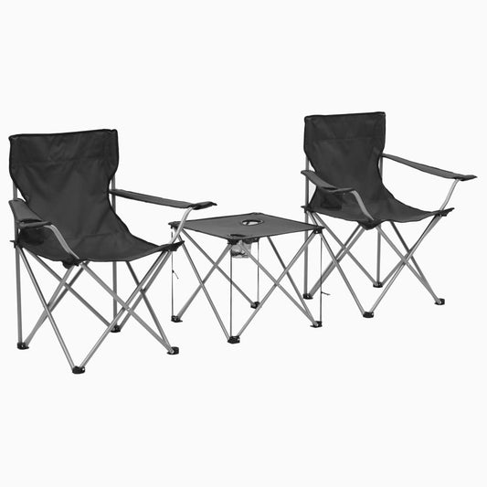Berkfield Camping Table and Chair Set 3 Pieces Grey