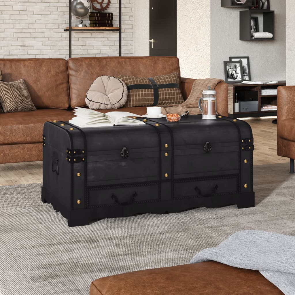 Berkfield Treasure Chest Wood Black 90x51x42 cm