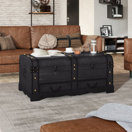 Berkfield Treasure Chest Wood Black 90x51x42 cm