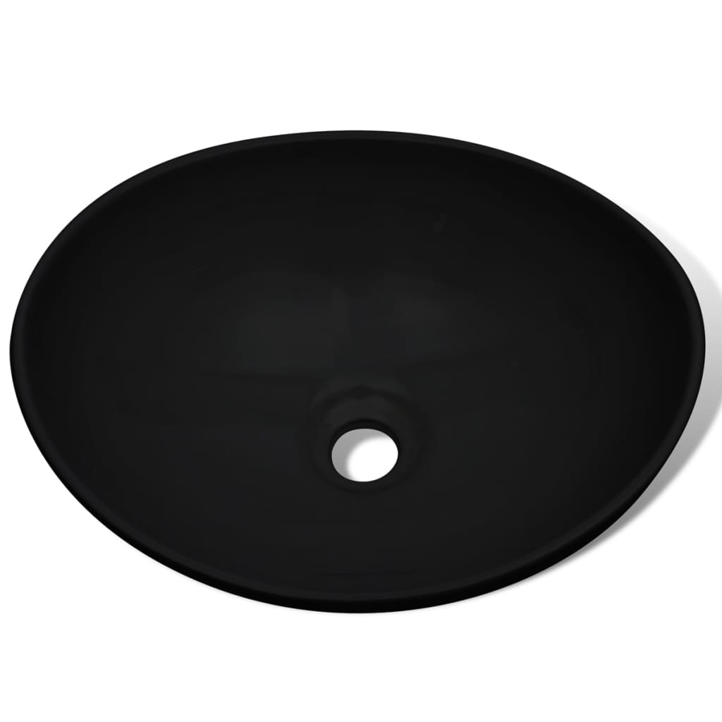 Berkfield Ceramic Basin 40x33 cm Black Ceramic