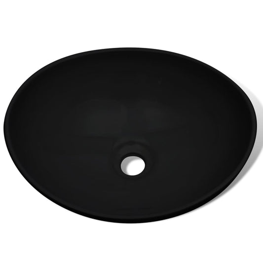 Berkfield Ceramic Basin 40x33 cm Black Ceramic